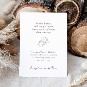 Invitation En Aluminium Fer à cheval minimal Mariage Argent Brun Rustiqu