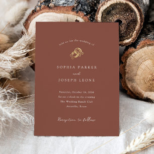 Invitation En Aluminium Fers à cheval minimalistes marron Mariage rustiq