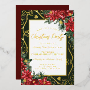 Invitation En Aluminium Festif Floral Frame Gold Christmas