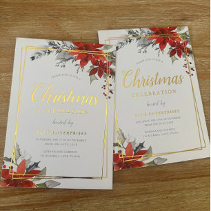 Invitation En Aluminium Festif moderne Géométrique de Noël Gold