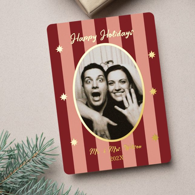 Invitation En Aluminium Festive Red Striped Holiday Party (Créateur téléchargé)