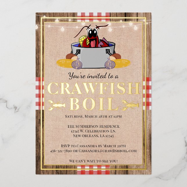 Invitation En Aluminium Fête annuelle de famille bouillabaisse de écreviss (Recto)