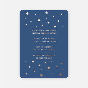 Invitation En Aluminium Fête Bébé Bleu Marine Étoiles Brillantes