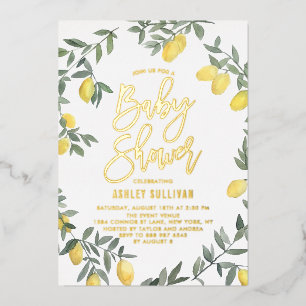 Invitation En Aluminium Fête bébé Couronne de citron aquarelle Boho