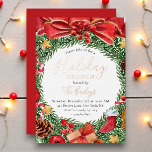 Invitation En Aluminium Fête Brunch Noël hiver Chic Floral