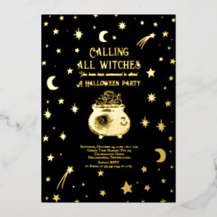 Invitation En Aluminium Fête céleste d'Halloween pour toutes les sorcières