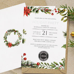 Invitation En Aluminium Fête d'affaires festive Noël Fête de Noël Argent