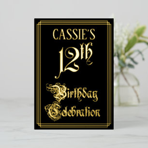 Invitation En Aluminium Fête d'anniversaire 12 ans — Écriture élégante et