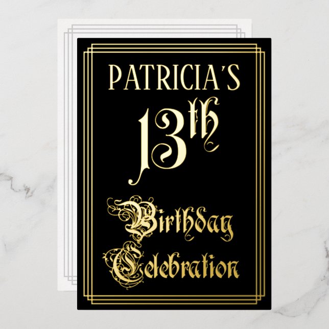 Invitation En Aluminium Fête d'anniversaire 13 ans — Écriture élégante et  (Recto/Verso)