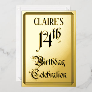 Invitation En Aluminium Fête d'anniversaire 14 ans — Écriture élégante + N