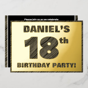 Invitation En Aluminium Fête d'anniversaire 18 ans — Texte à grain de bois
