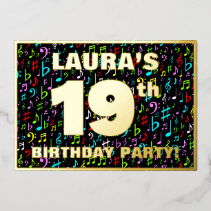 Invitation En Aluminium Fête d'anniversaire 19 ans — Symboles musicaux col