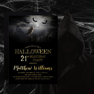 Invitation En Aluminium Fête d'anniversaire 21 ans Halloween La Chouette S