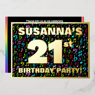 Invitation En Aluminium Fête d'anniversaire 21 ans — Symboles musicaux col
