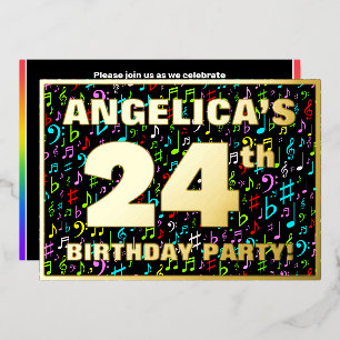 Invitation En Aluminium Fête d'anniversaire 24 ans — Symboles musicaux col