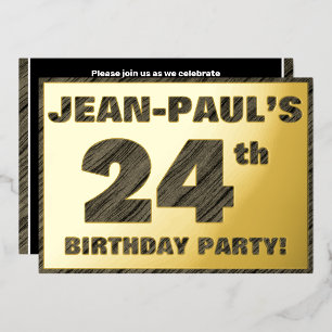 Invitation En Aluminium Fête d'anniversaire 24 ans — Texte à grain de bois