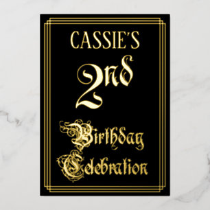 Invitation En Aluminium Fête d'anniversaire 2 ans — Écriture fantaisie et