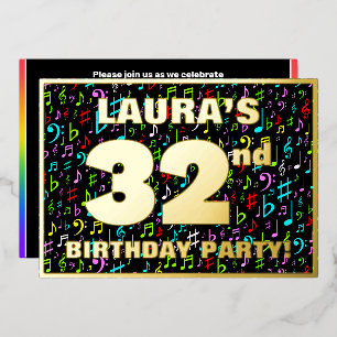 Invitation En Aluminium Fête d'anniversaire 32 ans — Symboles musicaux amu