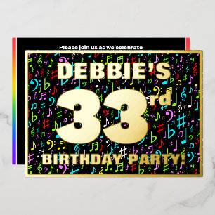 Invitation En Aluminium Fête d'anniversaire 33 ans — Symboles musicaux col
