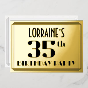 Invitation En Aluminium Fête d'anniversaire 35 ans : décoration Art Déco “