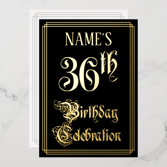 Invitation En Aluminium Fête d'anniversaire 36 ans — Écriture fantaisie et (Recto/Verso)