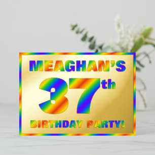 Invitation En Aluminium Fête d'anniversaire 37 ans — « 37 » spectre arc-en