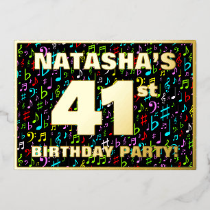 Invitation En Aluminium Fête d'anniversaire 41 ans — Symboles musicaux col