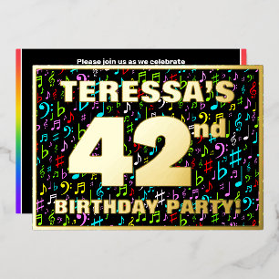 Invitation En Aluminium Fête d'anniversaire 42 ans — Symboles musicaux amu