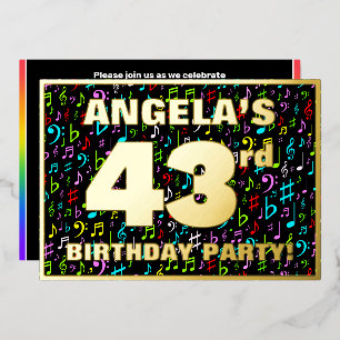 Invitation En Aluminium Fête d'anniversaire 43 ans — Symboles musicaux col