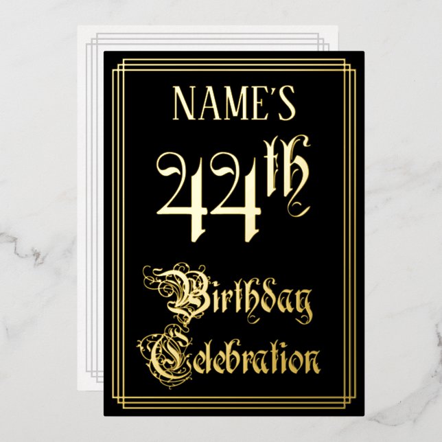 Invitation En Aluminium Fête d'anniversaire 44 ans — Écriture fantaisie et (Recto/Verso)