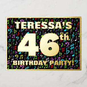 Invitation En Aluminium Fête d'anniversaire 46 ans — Symboles musicaux col