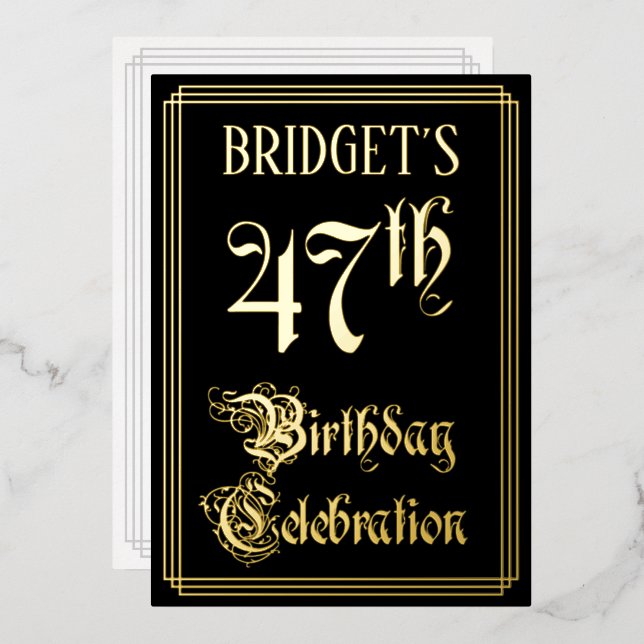 Invitation En Aluminium Fête d'anniversaire 47 ans — Écriture élégante et  (Recto/Verso)