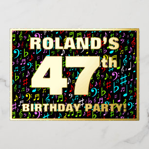 Invitation En Aluminium Fête d'anniversaire 47 ans — Symboles musicaux col