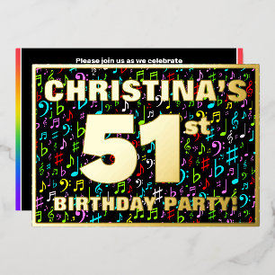 Invitation En Aluminium Fête d'anniversaire 51 ans — Symboles musicaux amu