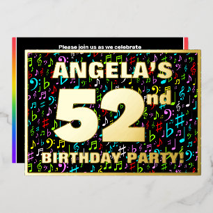Invitation En Aluminium Fête d'anniversaire 52 ans — Symboles musicaux col