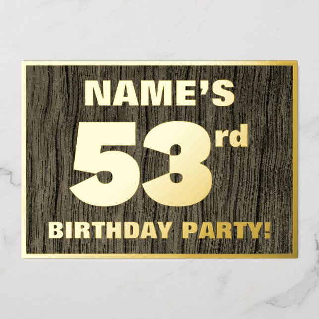 Invitation En Aluminium Fête d'anniversaire 53 ans : motif gras imitation  (Recto)