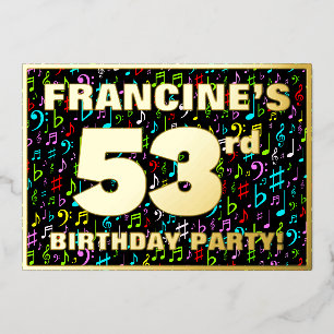 Invitation En Aluminium Fête d'anniversaire 53 ans — Symboles musicaux amu