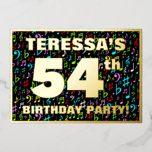 Invitation En Aluminium Fête d'anniversaire 54 ans — Symboles musicaux amu