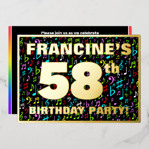 Invitation En Aluminium Fête d'anniversaire 58 ans — Symboles musicaux amu