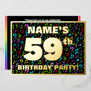 Invitation En Aluminium Fête d'anniversaire 59 ans — Symboles musicaux col
