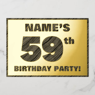 Invitation En Aluminium Fête d'anniversaire 59 ans — Texte à grain de bois