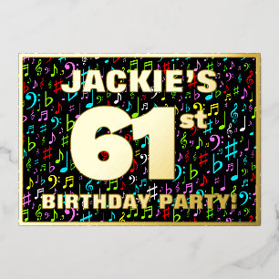 Invitation En Aluminium Fête d'anniversaire 61 ans — Symboles musicaux amu