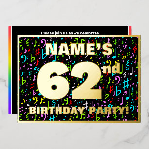 Invitation En Aluminium Fête d'anniversaire 62 ans — Symboles musicaux col