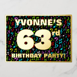 Invitation En Aluminium Fête d'anniversaire 63 ans — Symboles musicaux amu