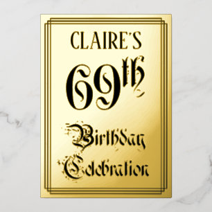 Invitation En Aluminium Fête d'anniversaire 69 ans — Écriture élégante + N