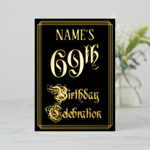 Invitation En Aluminium Fête d'anniversaire 69 ans — Écriture fantaisie et