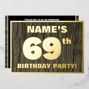 Invitation En Aluminium Fête d'anniversaire 69 ans : Motif gras à grain de
