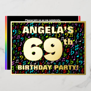 Invitation En Aluminium Fête d'anniversaire 69 ans — Symboles musicaux col