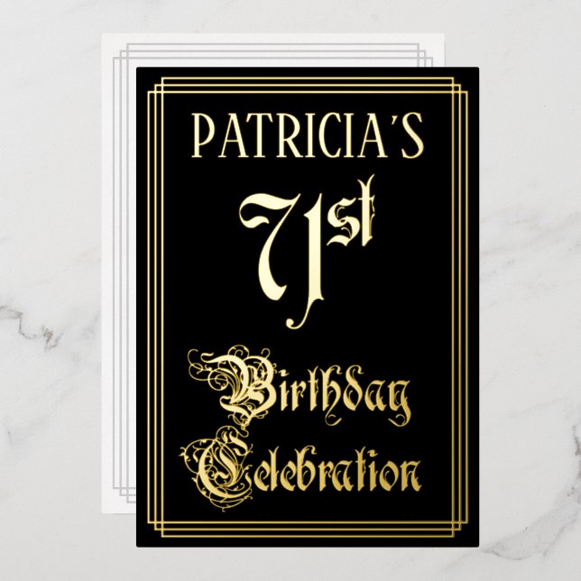 Invitation En Aluminium Fête d'anniversaire 71 ans — Écriture élégante et  (Recto/Verso)