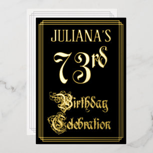 Invitation En Aluminium Fête d'anniversaire 73 ans — Écriture fantaisie et